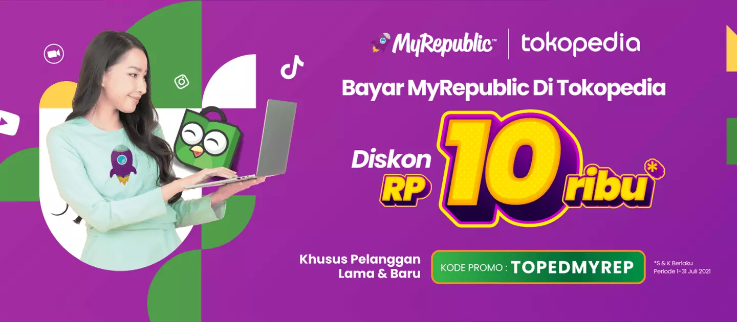 Promo diskon 10 ribu Tokopedia MyRepublic Malang